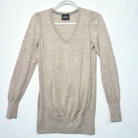 Kathmandu Jumper Womens Sz 10 Blue Merino Wool Long Sleeve V Neck Ribbed Sweater - Picture 4 of 8